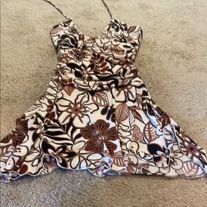 Ruby Rox Brown and White Floral Mini Dress
